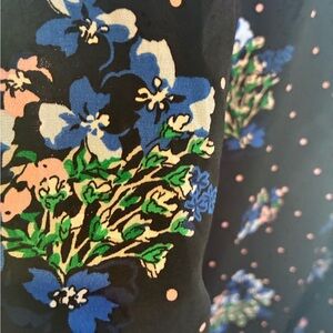 Dressbarn Navy Floral Dress with Pink and Green Accents